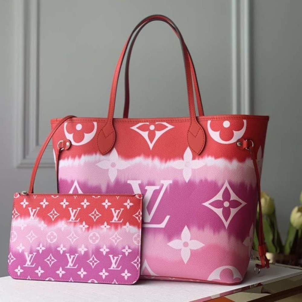 🌈 LV Escale Neverfull Mm Tote Bag Pink Red